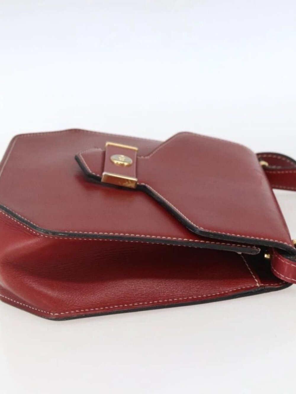 Christian Dior Hand Bag Leather 2way Red Gold Auth 159290 - Picture 6 of 16